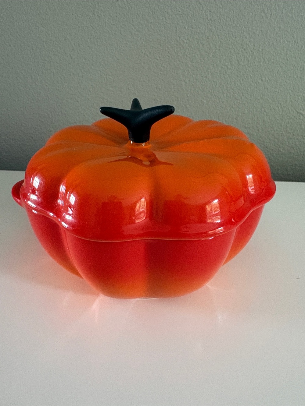 Le Creuset Stoneware Mini Pumpkin Cocotte Casserole Dish with Lid - Flame Orange